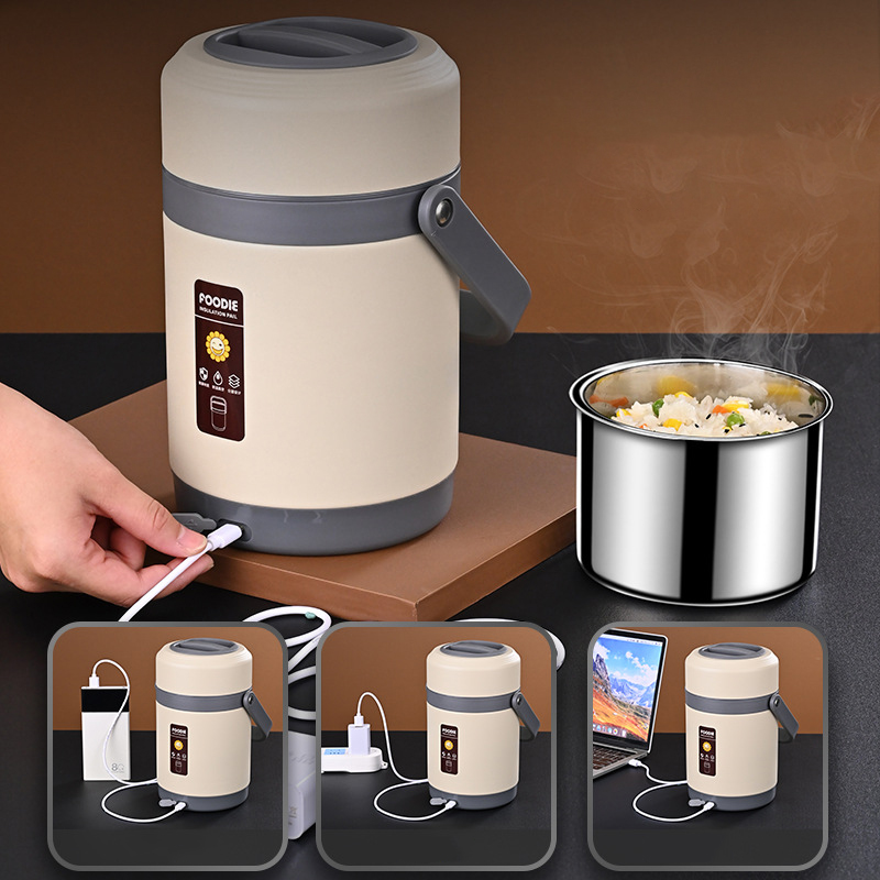 Baby Food Warmer Portable - USB Elektrik Kotak Makan Siang Baja