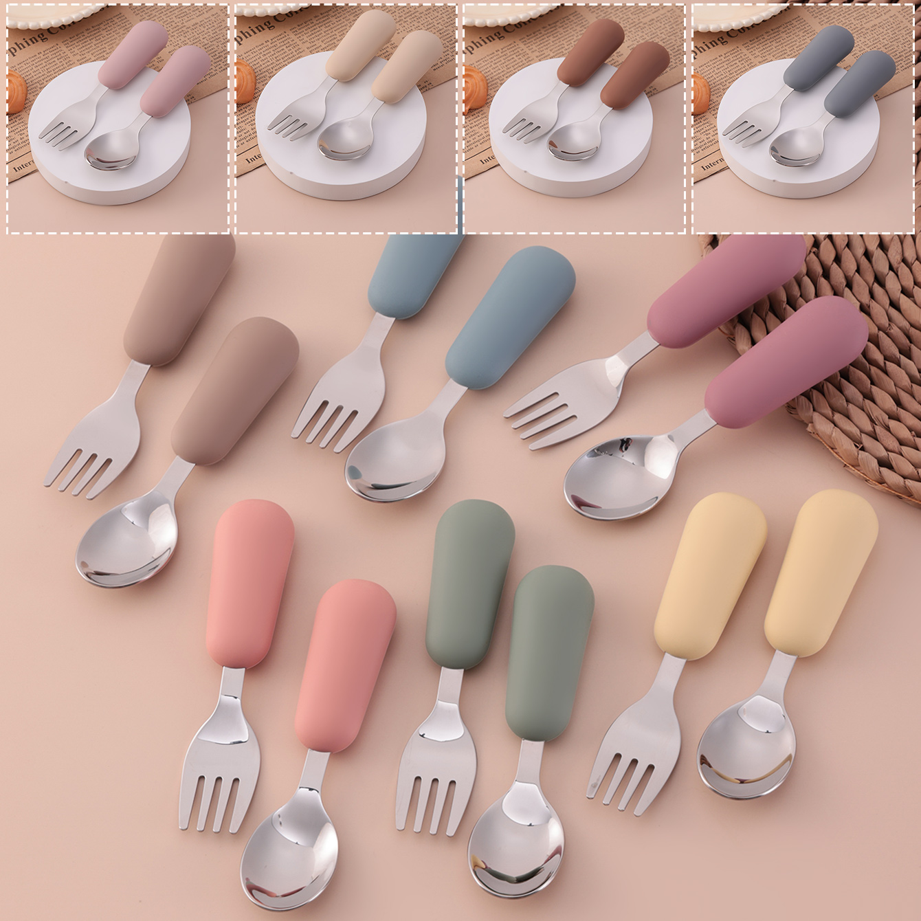 Baby Food Utensils - Warna Anak 2 Buah Sendok Garpu