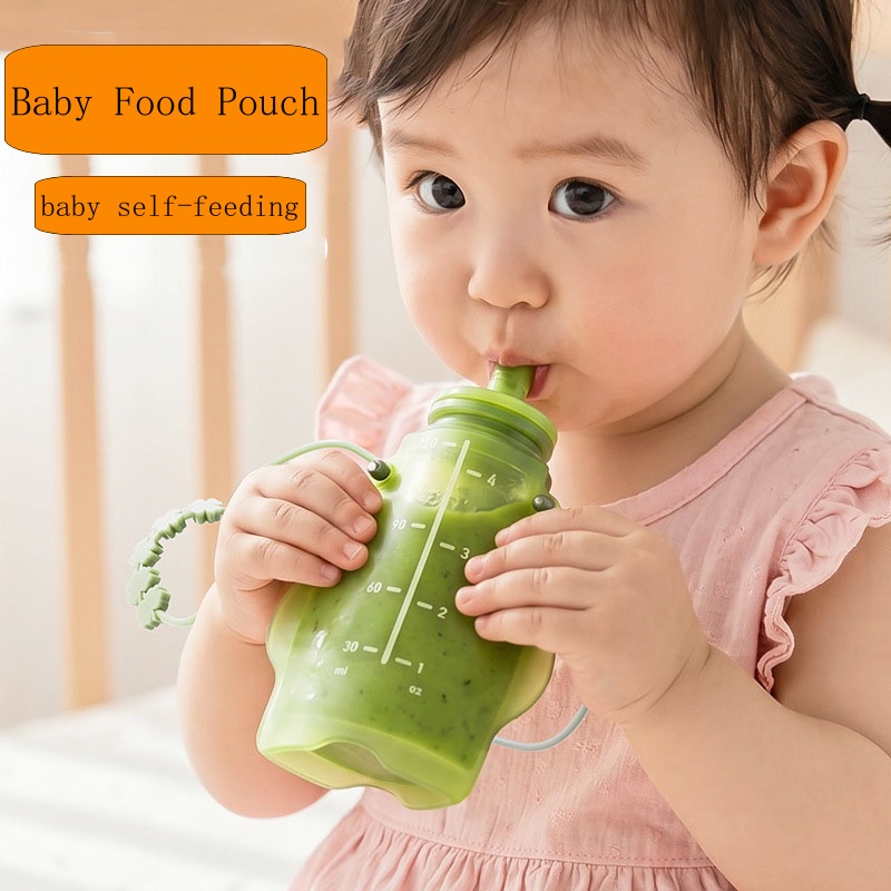Baby Food Reusable Pouches - Kantong Makanan Silikon Bebas BPA, Dapat