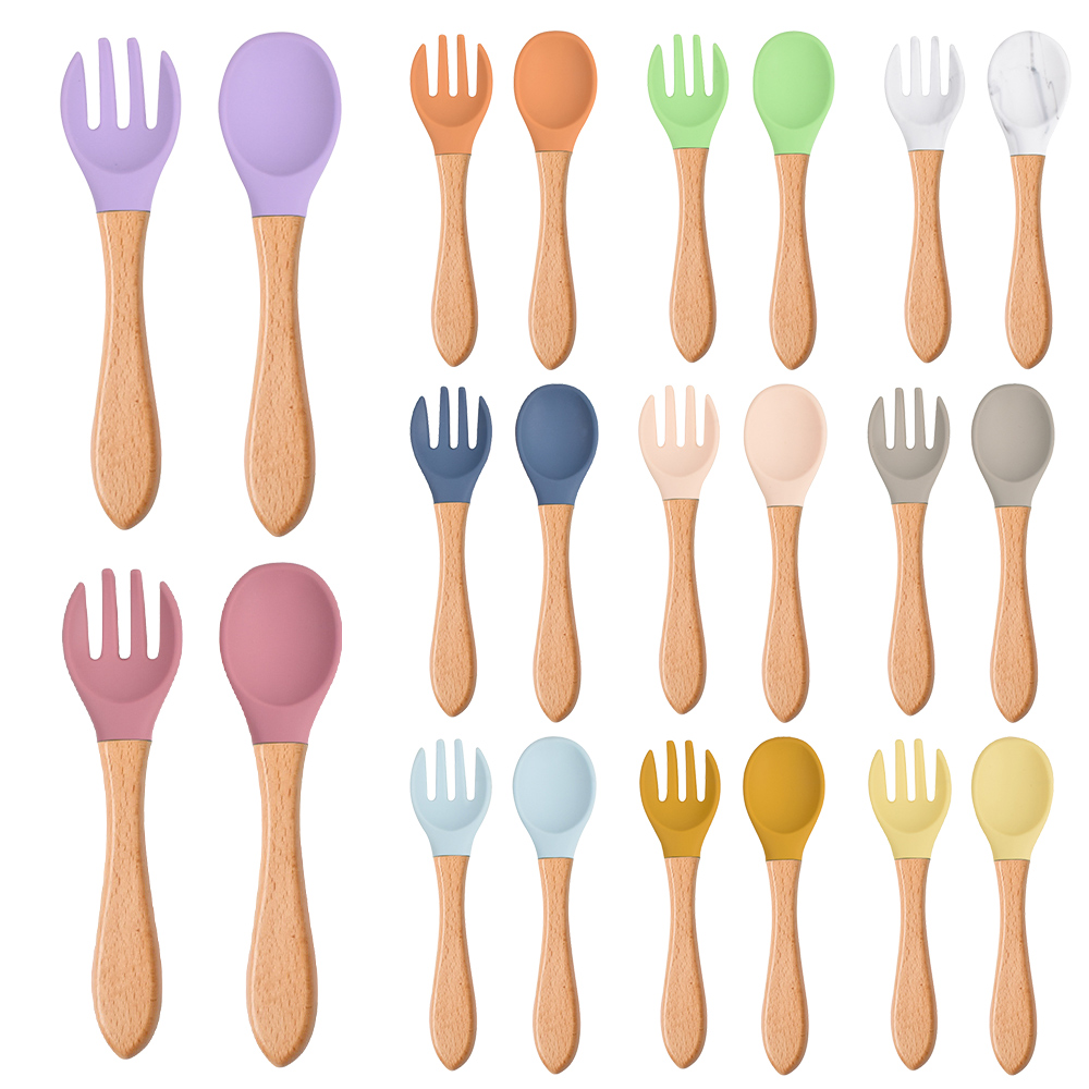 Baby Food Utensils - 2 Buah/Set Sendok Garpu Silikon Bayi