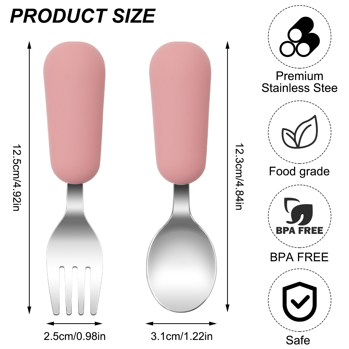 Warna Anak 2 Buah Sendok Garpu - Baby Food Utensils ulasan dan harga